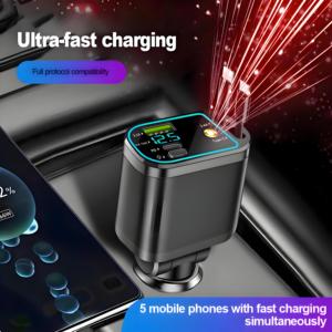 Wholesale Car Charger <b>Adapter</b> Voltage Display With Retractable Cable Fast for - Product Image 5