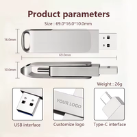 Vente directe d'usine, clé USB double interface 2 en 1, 128 Mo à 128 Go, grande capacité, clé USB pour téléphones Android et ordinateurs