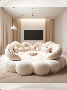 Sofá Cama Redondo Grande y Cómodo de 2.4m, Estilo Crema, para Alojamiento en Casa (Homestay) - Product Image 2