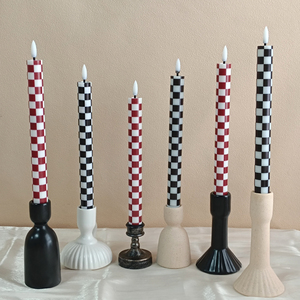 Màu đỏ và màu đen rô in LED côn nến Flameless 3 cái trang trí nội thất đèn điều khiển từ xa pin tùy chỉnh an toàn cho trẻ em - Product Image 3