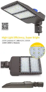 ETL DLC 5.1 SAA CE Shoebox Light 200W 150W 140LM/W 150lm/w 170lm/w High Lumen Intertek Certified Dimmable Led Street Light