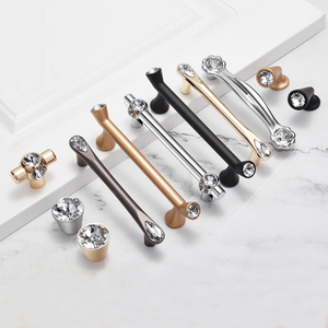 Zinklegierung Einloch-Griff im Europäischen Modernen Minimalistischen Stil mit Eingelegten Diamanten für Kleiderschrank, Schranktür und Schublade in der Küche - Product Image 1