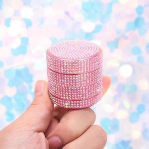 Molinillo de Hierbas Manual de Aluminio Rosa de 40mm con Incrustaciones de Diamantes de Imitación, Accesorio Compacto de Lujo, Molienda Suave, Regalos <span class=keywords><strong>Funway</strong></span> - Product Image 5