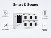 Armario de Carga para Teléfonos Inteligentes con 6 Puertas, Pantalla Táctil, Gabinete de Almacenamiento Seguro para Teléfonos Móviles, Ensamblado, para Oficina, Escuela, Recepción