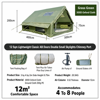 Tente de camping gonflable de 12 m², en Oxford 300D, double couche, imperméable, pour 8 à 12 personnes, installation instantanée, colonne d'air en PVC pour le camping en plein air