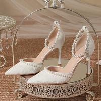2025 qualité perles sangle talons hauts femmes blanc chaussures de mariage 30-44 taille talon aiguille bout pointu mariée demoiselle d'honneur chaussures de fête