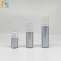 Botella de Vacío Acrílica de Pared Gruesa Azul Grisácea de 15/30/50 ml con Tapa Corona y Serigrafía para Loción, Mascarilla Facial, Sérum para el Cuidado de la Piel