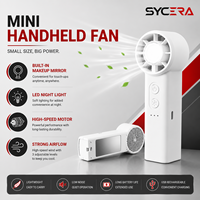 Mini ventilateur USB rechargeable avec miroir et éclairage nocturne, brise de fraîcheur portable pour les voyages, le bureau, le maquillage