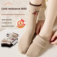 Chaussettes pour femmes en forme de teckel, chaudes et douillettes pour l'hiver, chaussettes de maternité en polaire corail épaisses, au-dessus du genou, en stock