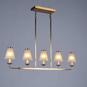 Lámpara de Araña Moderna de Lujo para Comedor, de Acero Inoxidable Dorado y Cristal, con 5 Luces Lineales, para Isla de Cocina o Restaurante - Product Image 3