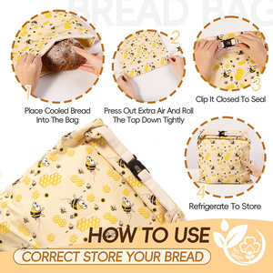 Sac de conservation alimentaire réutilisable pour pain au levain avec doublure amovible en cire d'abeille pour sacs à pain frais en cire d'abeille pour pain fait maison - Product Image 3