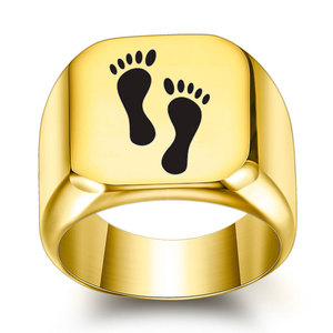 Bague empreinte de pied mère et enfant, 18mm, acier inoxydable 304, finition lisse, bijoux cadeau unisexe - Product Image 1