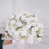 Boule de fleurs artificielles en soie blanche de style luxueux, de haute qualité, durable, pour la décoration de table de mariage, centre de table de scène, économique