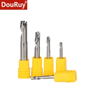 DouRuy Set Endmill seruling tunggal aluminium, mata bor ujung Spiral tahan aus, pemotong penggilingan aluminium