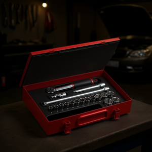 Juego de llaves de vaso de 612 3/8 pulgadas con trinquete y extensiones para reparación automotriz - Product Image 3