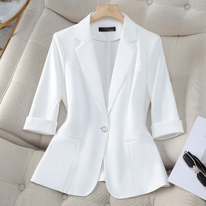 เสื้อสูทผู้หญิงแขนสามส่วนแบบลำลอง ผ้าบาง สีพื้น แฟชั่น - Product Image 2