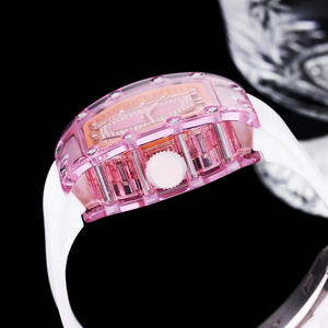 Montre-bracelet rose en cristal pour femme, magnifique mouvement tourbillon étanche sertie de diamants, idéale pour les soirées et les séances photo - Product Image 4