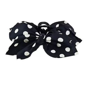 Pince à cheveux grande taille à nœud à pois français, en tissu, élégante et décorative, pour un style français raffiné - Product Image 5