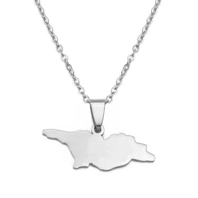 Collana Uomo Donna Con Ciondolo Mappa Del Mondo E Elefante In Acciaio Inossidabile - Regalo