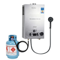 Pemanas Air Gas Tanpa Tangki 6L 12kW Tipe Flue NG LPG Baja Tahan Karat Penukar Panas Tembaga Murni untuk Penggunaan Rumah Tangga Luar Ruangan (Sedang Diskon)