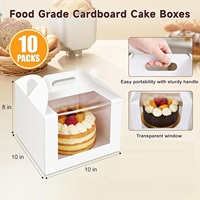 Boîte à gâteau grande taille personnalisée avec logo pour mariage, vente en gros d'usine, emballage alimentaire jetable, boîte à gâteau avec fenêtre et poignée