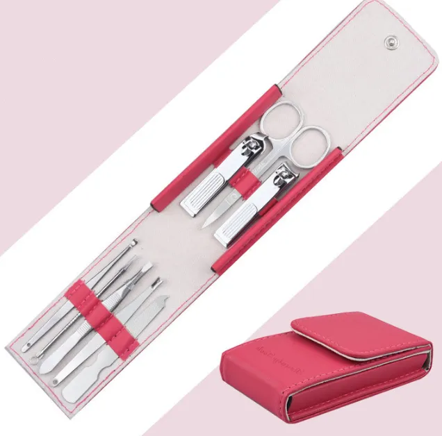 Set professionale 8 pezzi Mini Manicure Kit tagliaunghie Pedicure strumenti per la cura delle donne in acciaio inox toelettatura Kit regalo di natale