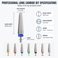 Fourniture d'ongles américains fou sur le foret à ongles super long meilleure vente de mèches à ongles électriques 5 en 1 en carbure de tungstène