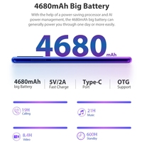 Téléphone mobile débloqué Blackview A80 Plus, 4680 mAh, 6,49 pouces, Android 10, processeur octa-core, identification par reconnaissance faciale et empreintes digitales, smartphone 4G