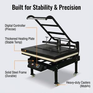 노동력 절약형 100x120cm 수동 열 프레스기 (가스 스프링 보조 및 풀아웃 플래튼 포함, 의류용) - Product Image 5