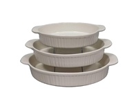 Ensemble de 3 plats en céramique JIUWANG pour four et table, plats ovales, plat à gratin en grès, plat à lasagna