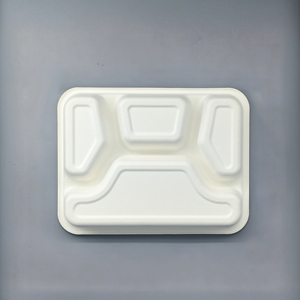 Boîte à lunch à 5 compartiments <span class=keywords><strong>en</strong></span> bagasse, contenants de stockage pour aliments à emporter, boîte <span class=keywords><strong>en</strong></span> papier, plateau de service <span class=keywords><strong>avec</strong></span> couvercles et couvercles <span class=keywords><strong>en</strong></span> bambou - Product Image 4