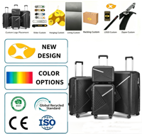 Maleta de equipaje irrompible de 3 piezas, ligera, TSA, 4 ruedas, 20 ", extensible, PP, ABS, carcasa dura, para viajes largos