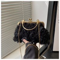 Sac de soirée 3D floral de haute qualité pour femme, fait main, avec chaîne décorative, sac à main