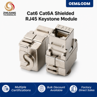 Module Keystone RJ45 femelle Cat6a blindé 90 degrés, plaqué or 3u, pour plaque murale