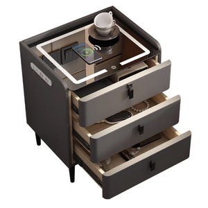 Table de chevet multifonctionnelle sans fil rechargeable moderne et minimaliste avec haut-parleur, en verre trempé et cuir, pour la maison - Product Image 6