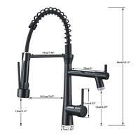 Bonne qualité de construction bec à ressort pivotant tirer vers le bas 2 fonctions pulvérisateur brossé Antique Bronze laiton évier de cuisine robinet mélangeur brosse