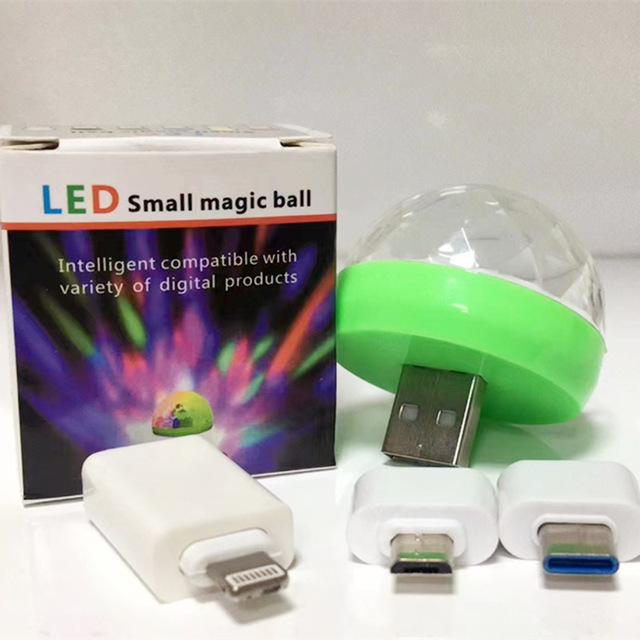Dj Small Magic Ball Lights Led Voice Control Stage Lights Mobile Phone Usb Crystal Magic Ball Stage Lights Mini Dj Elf