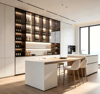 Mueble de Salón Moderno y Minimalista de Madera Maciza con Vitrina de Vidrio de Alta Calidad, Iluminación LED y Gran Capacidad para Vino