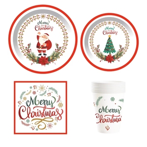 DAMAI in Stock Christmas Paper Plates and Napkins Sets for 24 Guests Christmas Dinnerware Disposable Paper Plates Napkins Cups - Product Image 3