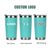 Gobelet isotherme à double paroi avec revêtement en poudre, personnalisé avec logo, 20 oz, 30 oz, en acier inoxydable, tasse à café de voyage avec couvercle