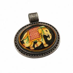 Handcrafted Miniature <b>Painting</b> Elephant Pendant in 925 Sterling Silver - Product Image 5