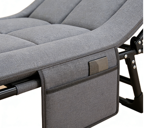 Lit de camping pliant HANTU MEISHI, lit simple d'extérieur, chaise longue portable simple pour la sieste au bureau, lit d'allaitement, style américain, en métal - Product Image 4