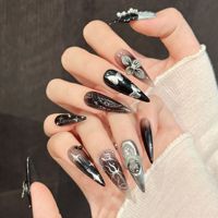 Faux ongles gothiques de créateur à presser, en gel, couvrance totale, vente en gros