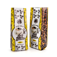 Vente chaude, sacs d'emballage pour grains de café personnalisés imprimés, 4 oz, 8 oz, 16 oz, papier kraft, feuille d'aluminium, sac à soufflet latéral en mylar avec valve