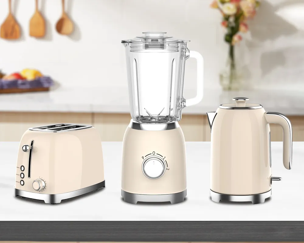 Wasserkocher Elektro-Hausgeräte-Sets Retro Toaster Edelstahl-Wasserkocher und Toaster-Set (4 Stück)