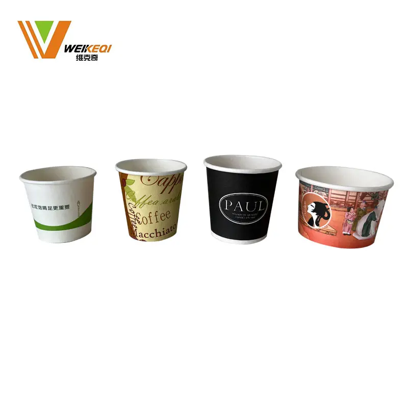 Bán Sỉ 3Oz 4Oz 5Oz 6Oz 7Oz 8Oz Đơn Giản Giá Rẻ In Theo Yêu Cầu Cốc Và Nắp Giấy Kraft Dùng Một Lần Tráng PLA Thân Thiện Với Môi Trường