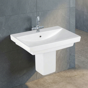 Gorgeous Design Rectangle Half Pedestal Ceramic Wash Basin Eco Friendly Water Resistant Economical - Product Image 2
