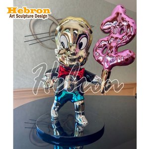 Statua di <span class=keywords><strong>Paperino</strong></span> in Resina Cromata Personalizzata, Scultura in Vetroresina Dipinta a Mano per Decorazioni Natalizie e di Halloween - Product Image 1