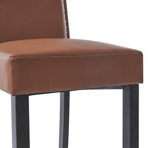 Arstools Set <b>2</b> Modern Durable <b>Bar</b> <b>Stools</b> for Kitchen Island Hotel Dining Living Room Use Brown Rubberwood Legs PU Faux Leather - Product Image 3