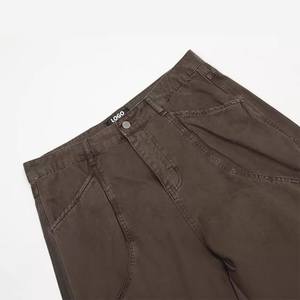 Pantalon cargo décontracté pour homme, coupe droite ample, 100 % coton, style vintage, patchwork, respirant, boutonné, personnalisé en usine - Product Image 4